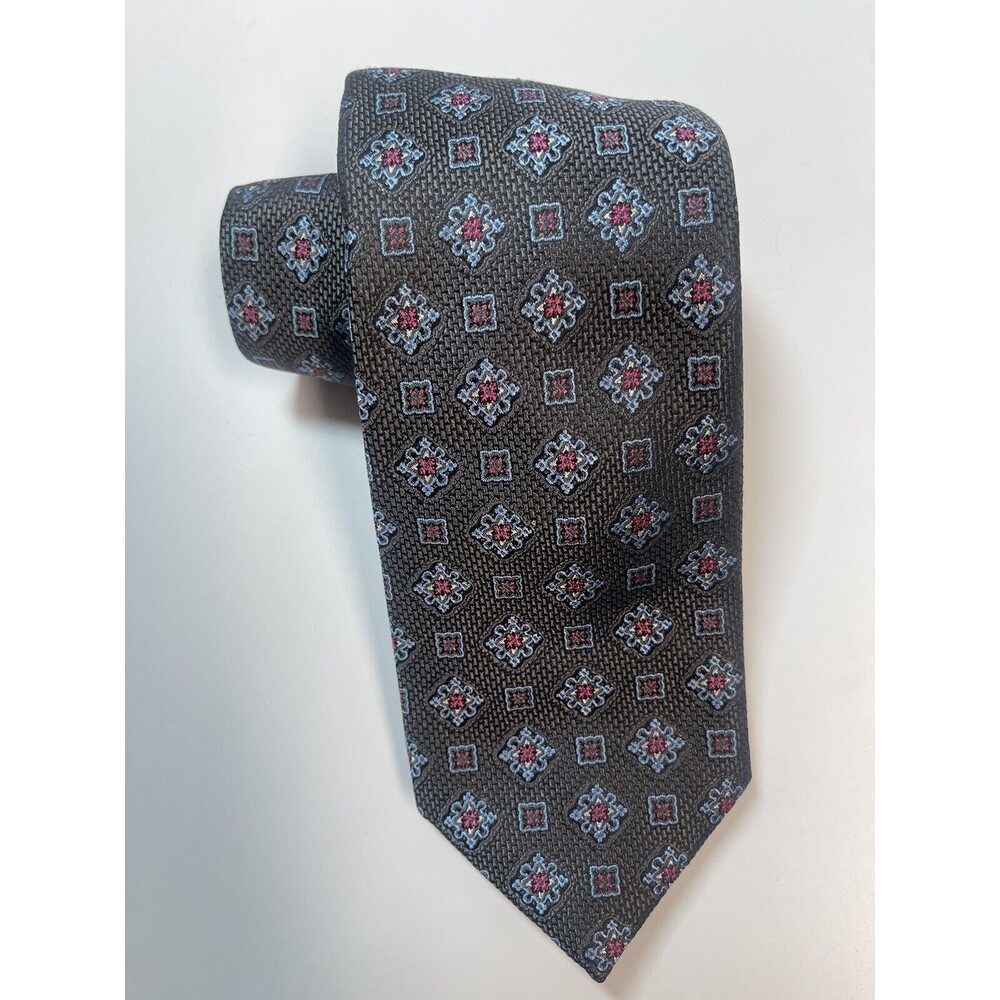 David Donahue Medallion Brown Silk Tie New W\O Tags